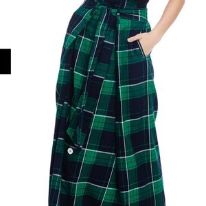 Green belted plaid skirt